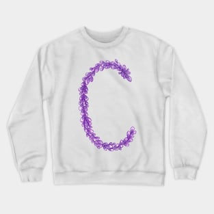 Lavender Letter C Hand Drawn in Watercolor and Ink Crewneck Sweatshirt